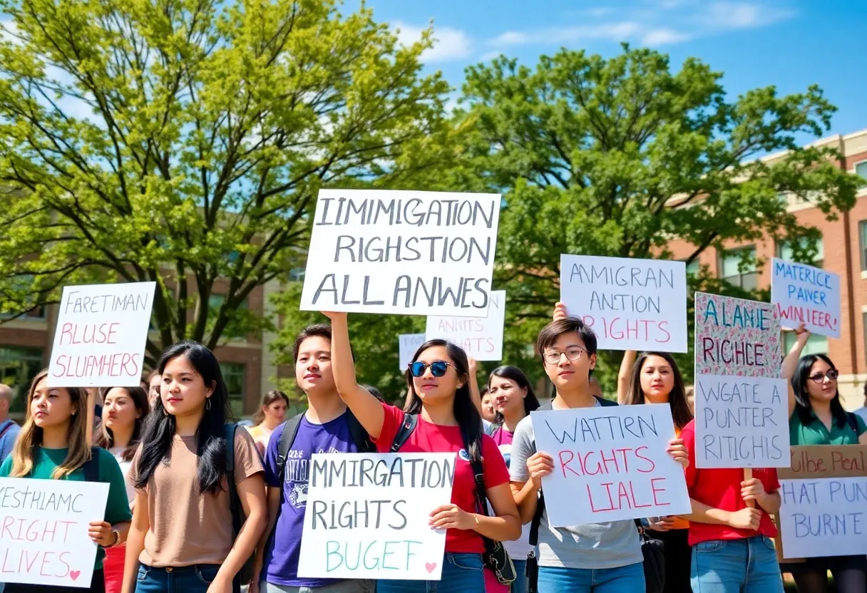 Students protesting against ICE in Central Texas