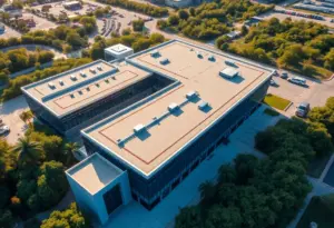 Aerial view of CesiumAstro's new headquarters in Austin.