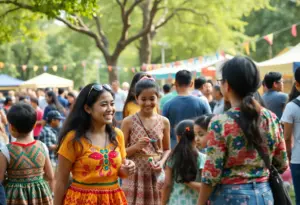 Families enjoying free events in Austin at a park