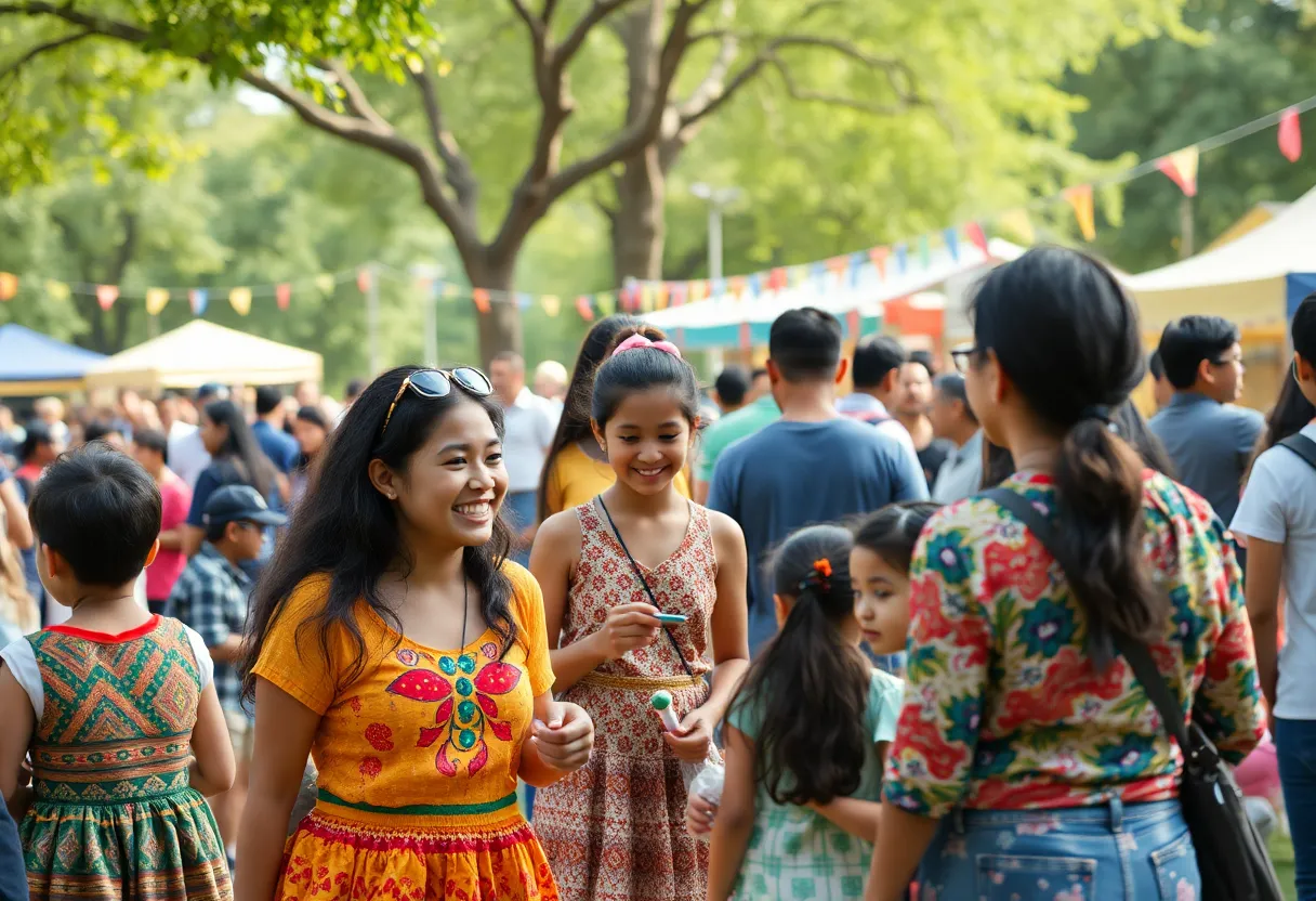 Families enjoying free events in Austin at a park