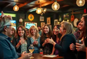 People sharing stories at the Doomed Valentines event