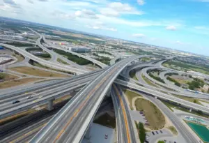 Completed flyover ramp at Loop 1604 and I-10 interchange in San Antonio.
