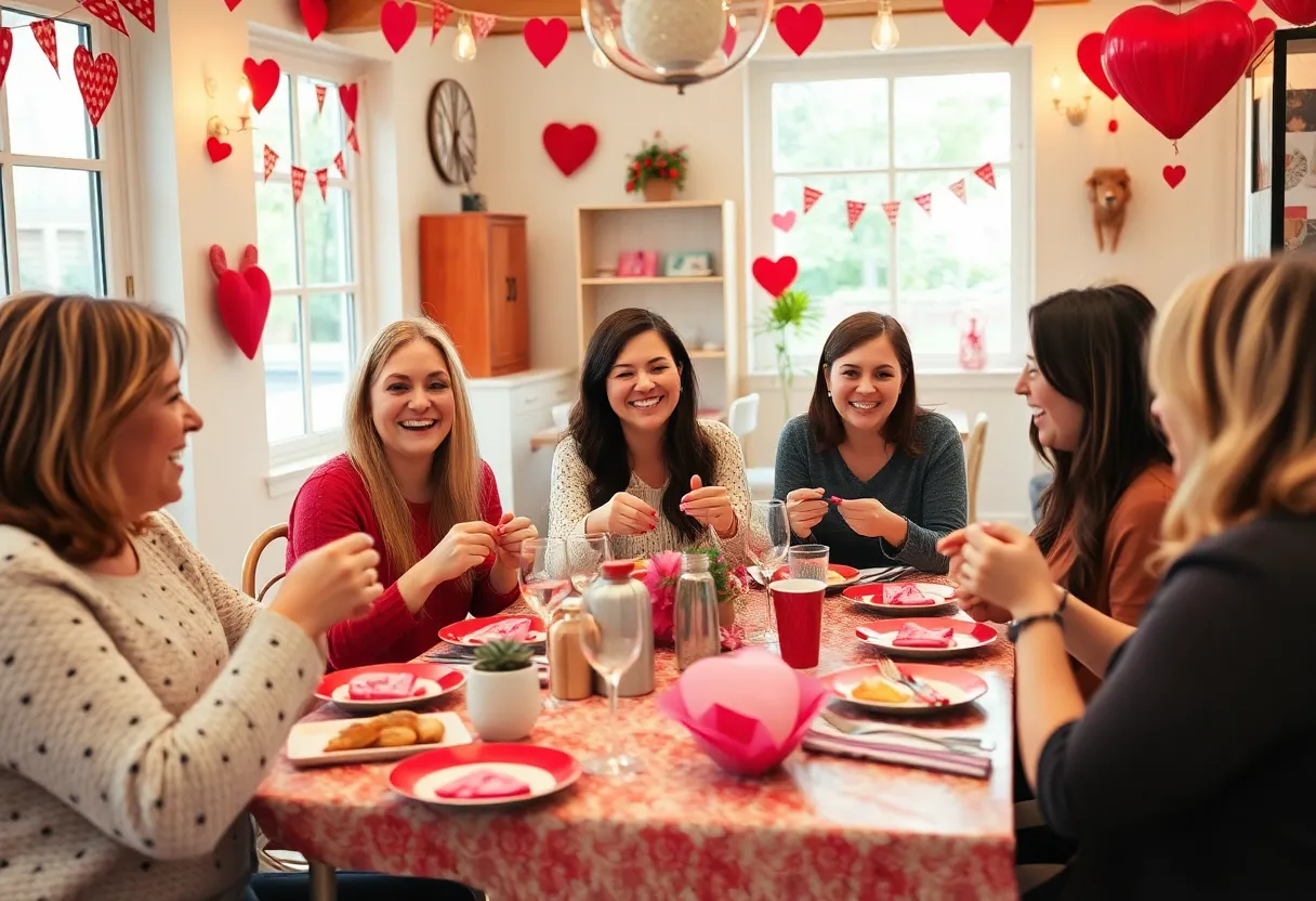 Women celebrating Galentine's Day at a brunch event in Austin