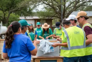 Volunteers assisting in flood recovery in Kerrville, Texas