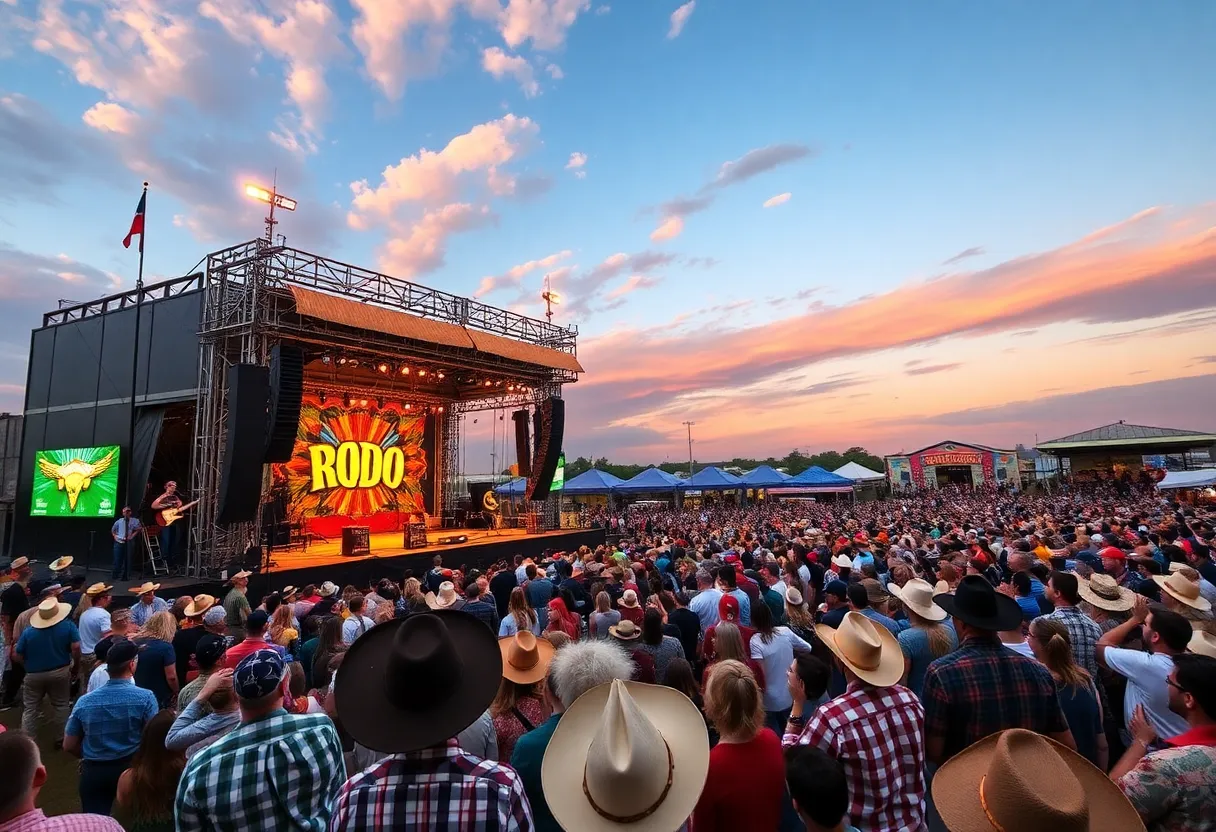 Audience enjoying Midland's concert at Rodeo Austin Fairgrounds.