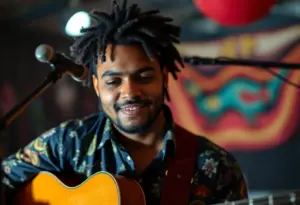 Illustration representing the themes of creativity and personal growth in a music documentary.