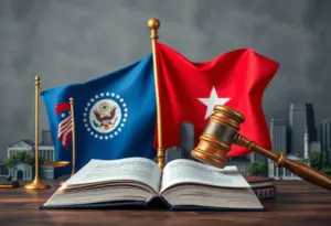 Abstract depiction of political tensions between federal and local governance.