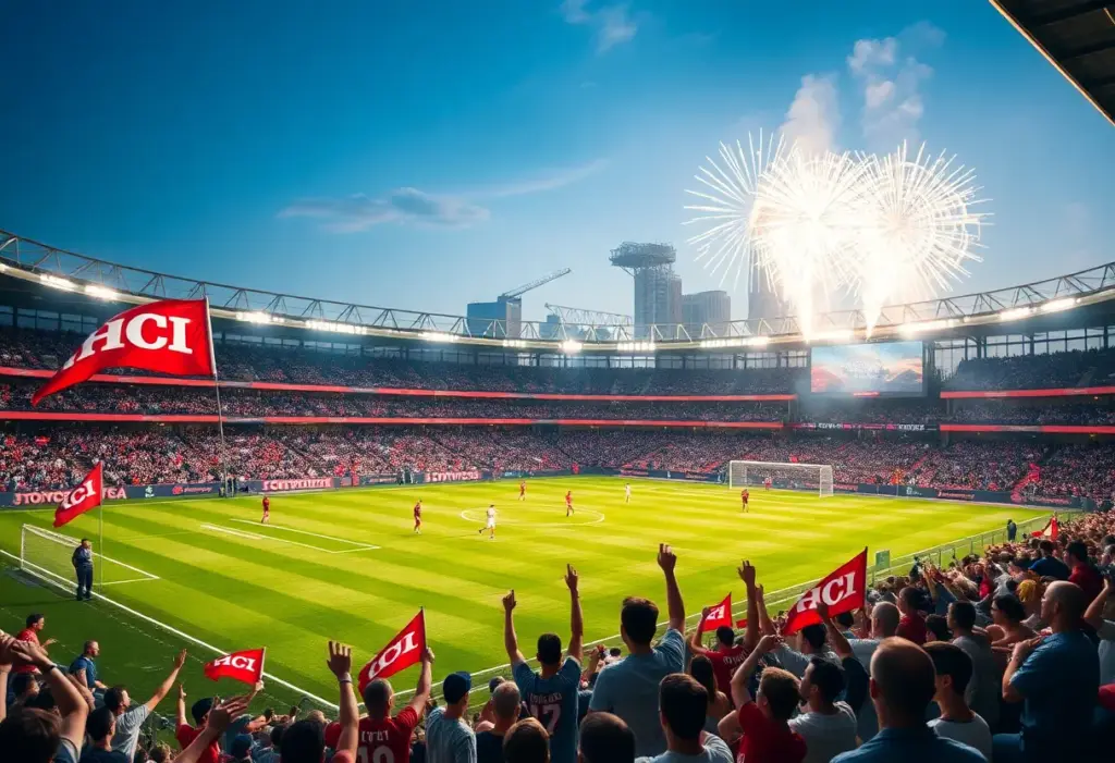 Fans cheering during San Antonio FC's season opener at Toyota Field.