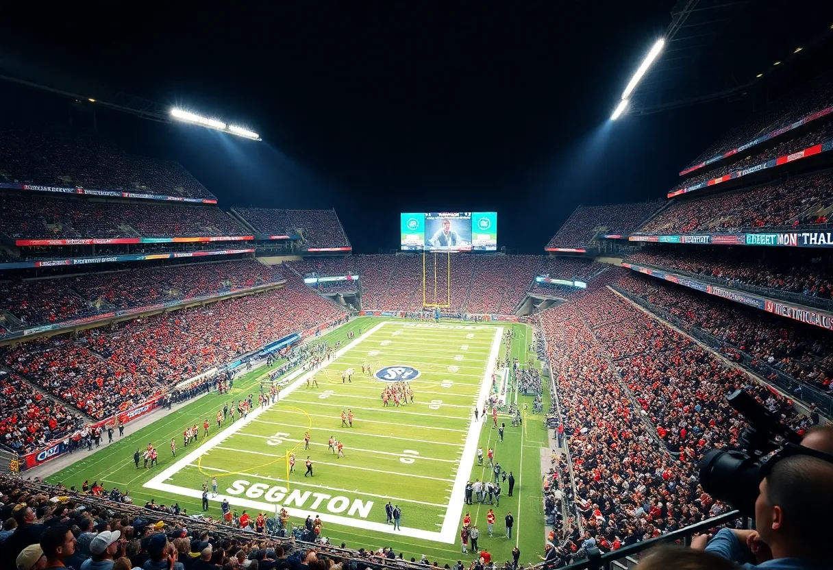 Fans at an SEC football game cheering