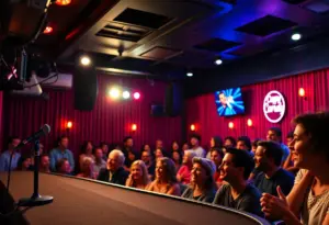 Audience enjoying a comedy performance at Dallas Comedy Club