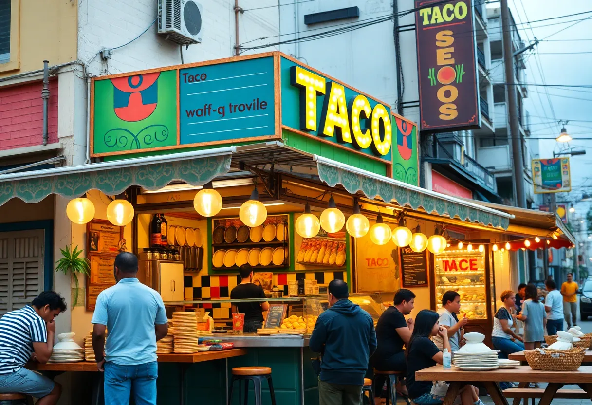 Exterior view of Taqueria De Diez in the revitalized Old Sixth area.
