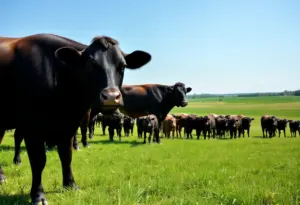 Herd of cattle grazing in Texas