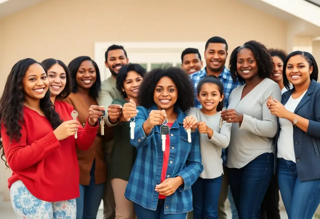 Happy families completing the home buying process in Texas