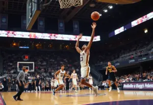 Texas Longhorns players celebrating after scoring a basket during the game against South Carolina Gamecocks.