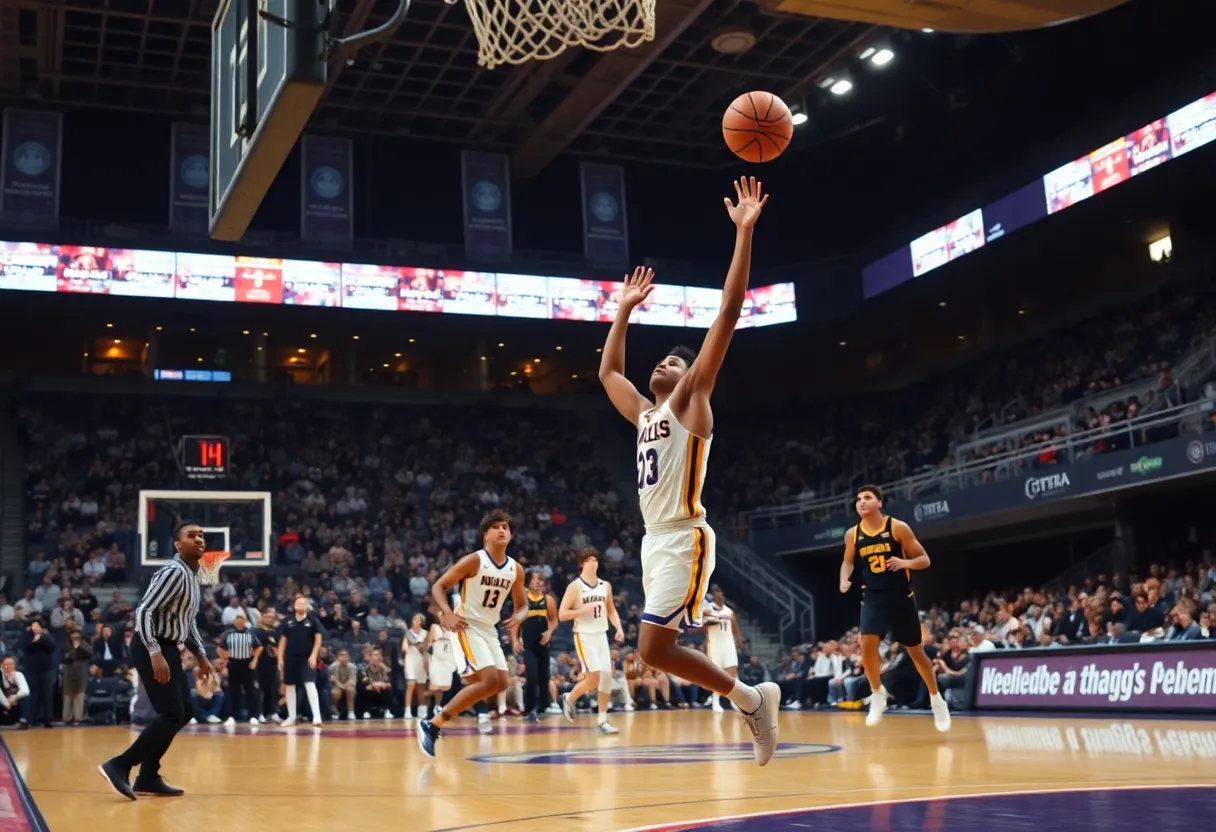 Texas Longhorns players celebrating after scoring a basket during the game against South Carolina Gamecocks.