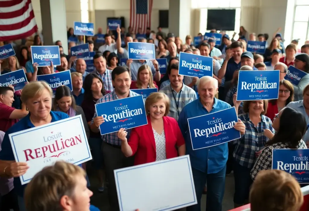 Gathering of Texas Republicans endorsing Senator Cornyn