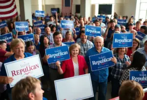 Gathering of Texas Republicans endorsing Senator Cornyn