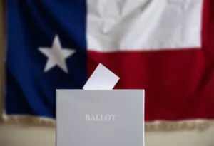 Ballot box in Texas representing Supreme Court primaries