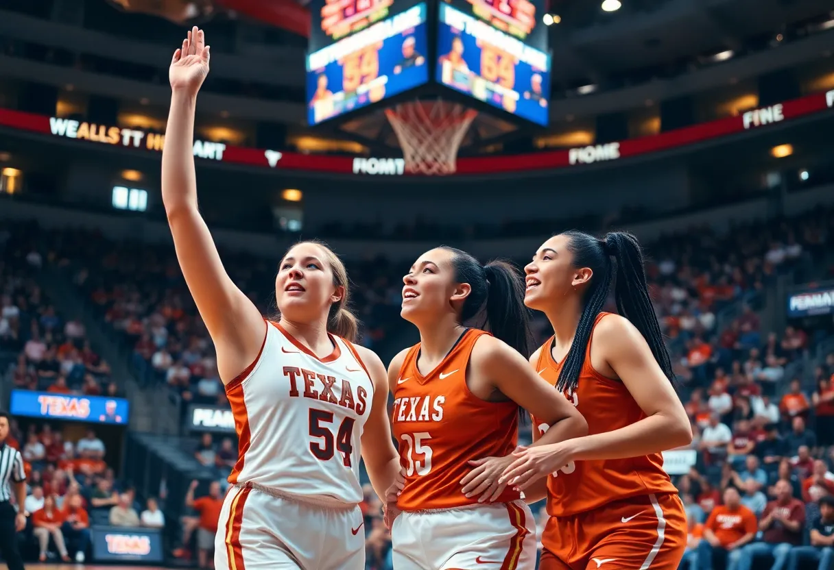 Texas Women's Basketball Team playing against Oklahoma in Moody Center