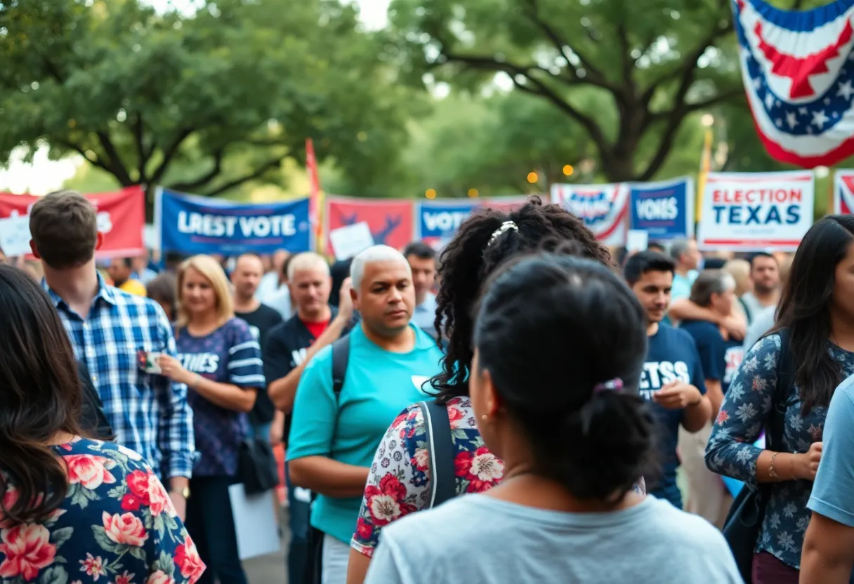 Voters in Texas engaging in a community event for the TX-35 Democratic Primary.