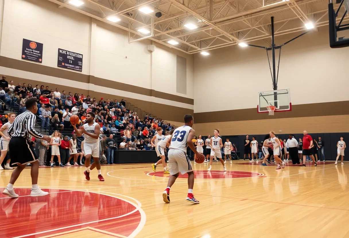 High school basketball teams competing