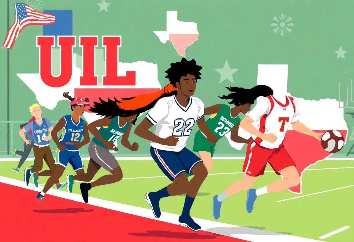 Athletes from different East Texas schools competing in sports.