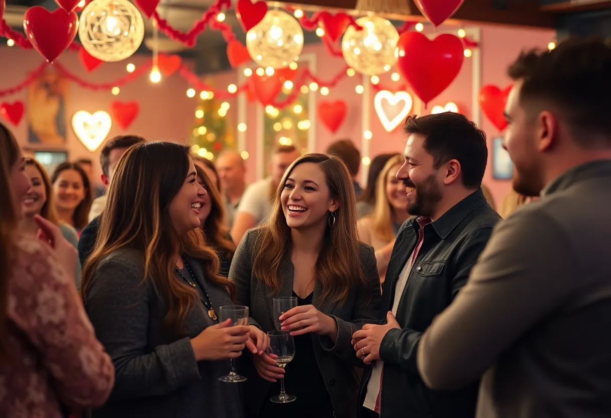Couples enjoying comedy at Cap City Comedy Club on Valentine's Day