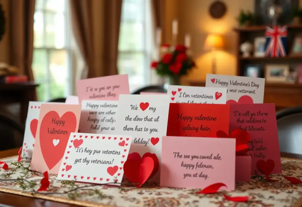 A variety of Valentine's Day cards for veterans