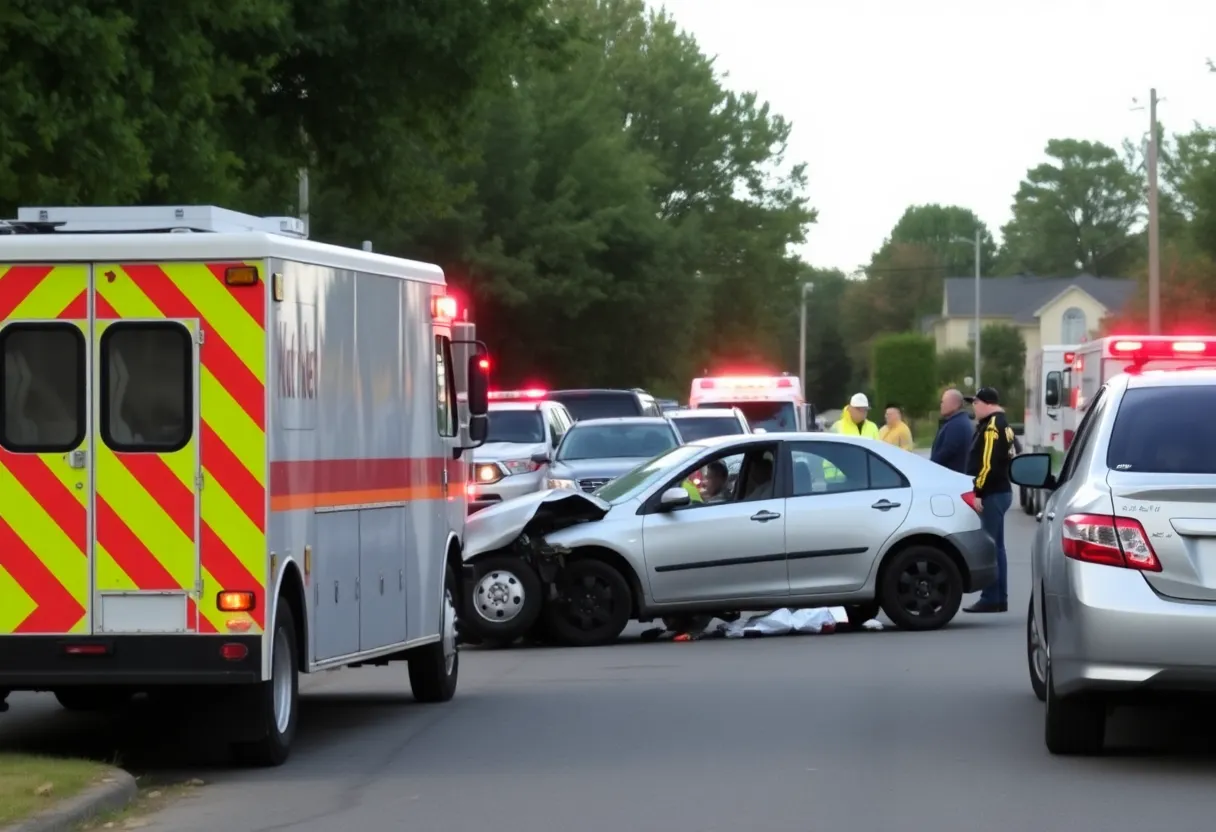 Emergency responders at the scene of a vehicle collision in Garrison Park, Austin.
