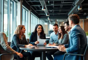Group of entrepreneurs discussing venture capital strategies