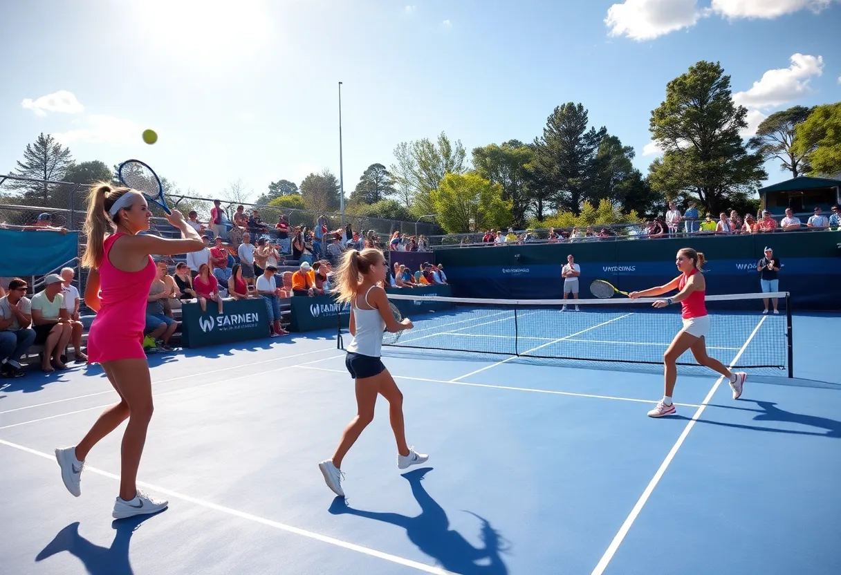 Venus Williams participating in a tennis match at the ATX Open.