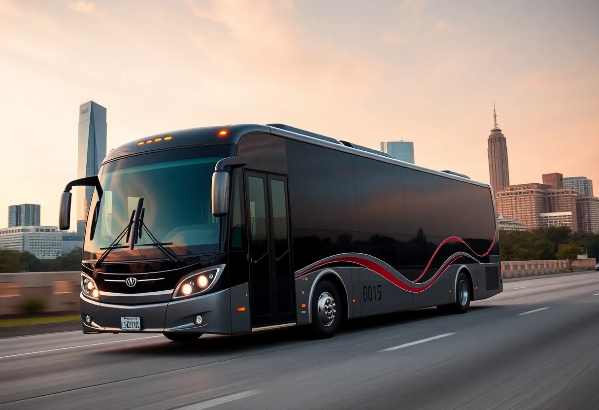 A comfortable luxury bus traveling between Fort Worth and Austin.