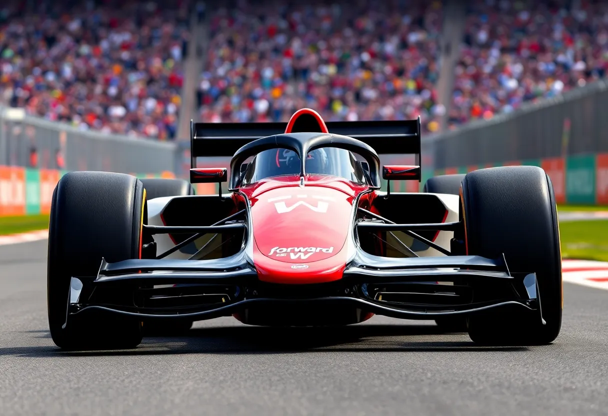 A Formula 1 car with the Atlassian Williams logo racing on a track.