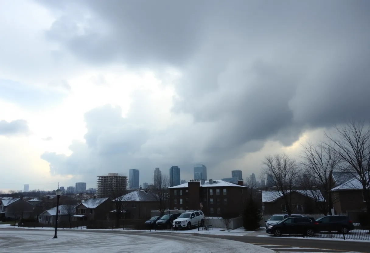 Dramatic clouds signaling a winter storm in Texas
